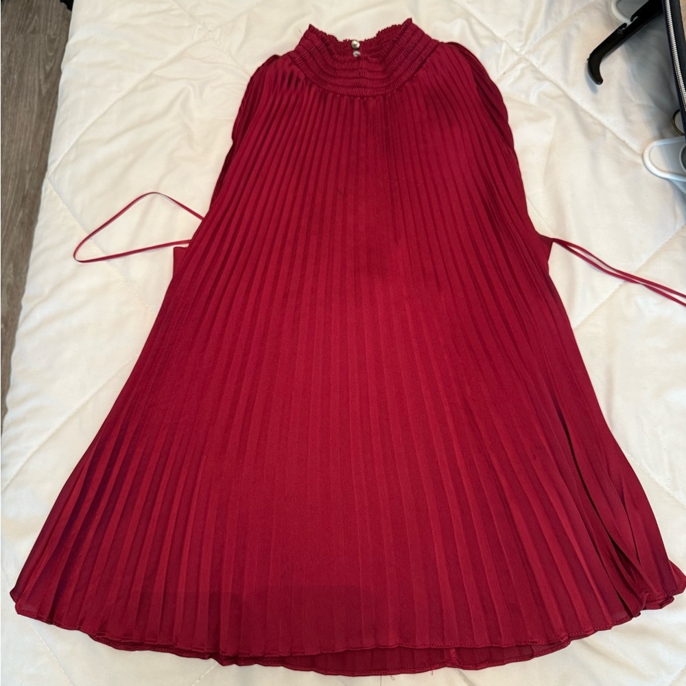 1. State Red Pleated Blouse
